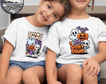 Spooky Squad Kids Halloween Shirt PNG, Trendy Cute Monsters Ghosts & Pumpkins, DTF Sublimation, DIY Digital Download, Printable