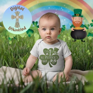 Baby’s St. Patrick’s Day PNG, My 1st St. Paddy’s Clipart, Green Shamrock Sublimation, Instant Download, Lucky Clover PNG, Happy St Patrick&#39;s