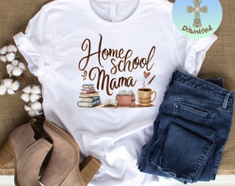 PNG de mamá que educa en casa, diseño retro de camiseta para mamá que educa en casa, archivo de sublimación para maestras de moda, gráfico de transferencia DTF, descarga digital