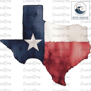 Watercolor Texas Flag PNG Digital Download, Texas State Flag DTF, Trendy Texas Shape Sublimation, DTF File, Trendy Girl Art, State Pride