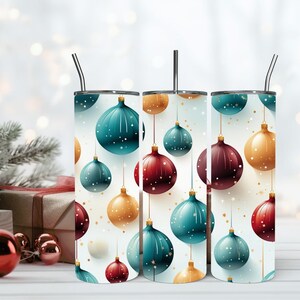 Envoltura para vaso navideño, vaso delgado de 20 oz, adorno navideño, PNG festivo colorido, PNG navideño, sublimación de vaso, vaso delgado