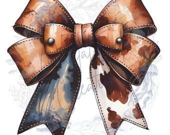 Cowhide Western Bow PNG: Rustic Cowgirl Clipart (Digital Download)