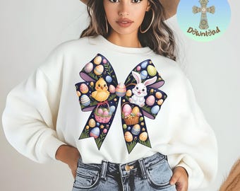 Easter Bow PNG: Coquette Pastel Clipart, Sublimation & DTF (Digital Download)