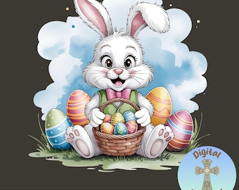 Cute Easter Bunny Clipart PNG | Digital Download for Crafts, Stickers, Invitations, T-Shirts, Sublimation & More, Easter PNG Download