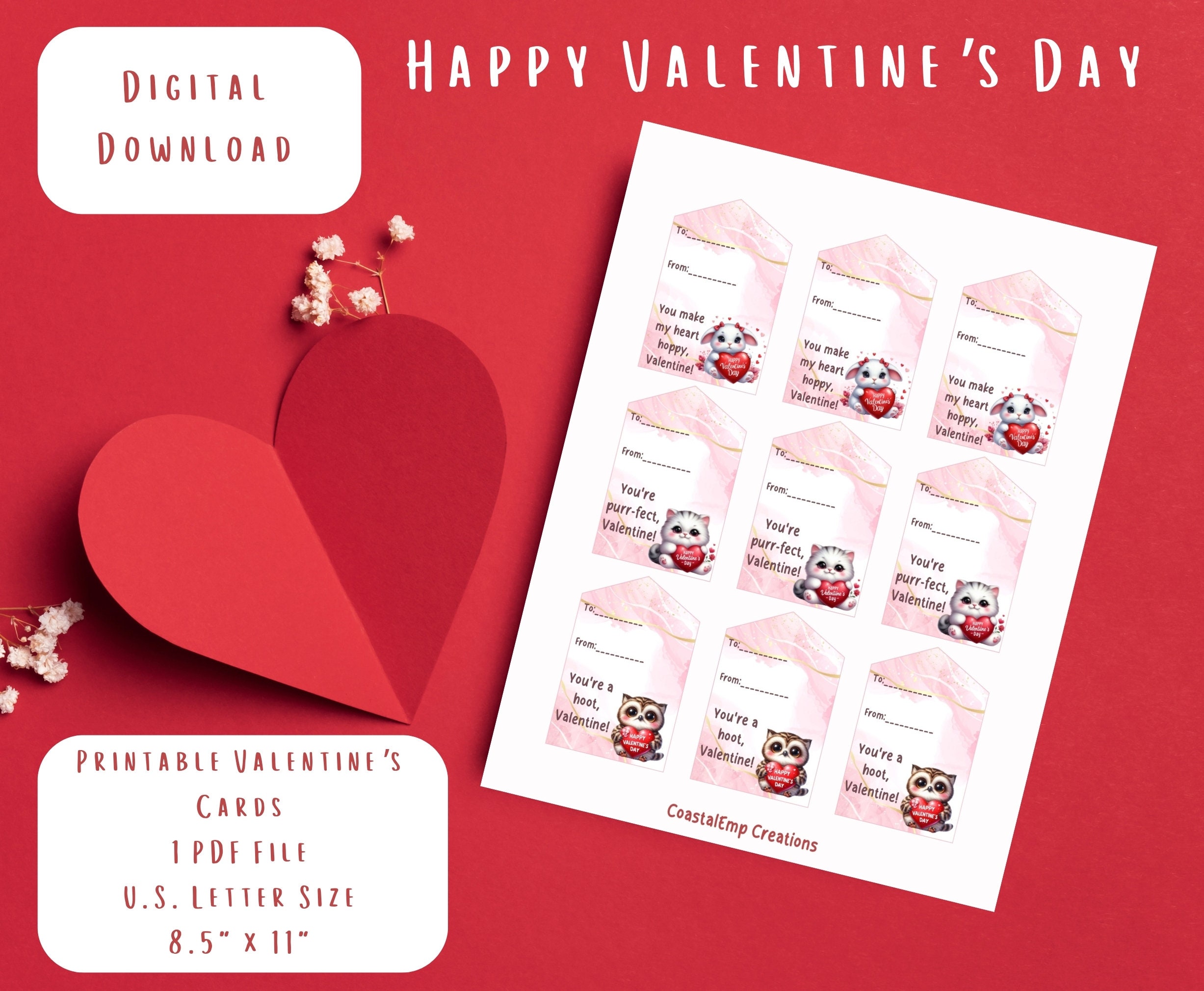 Printable Valentine s Day Cards Printable Valentine Cards Printable Cards For Kids Happy