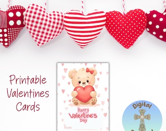 Printable Valentines Cards, Kids Classroom Valentines, Valentines Day Printables, Teddy Bear Valentine, Gift Tags, Valentines Card DIY