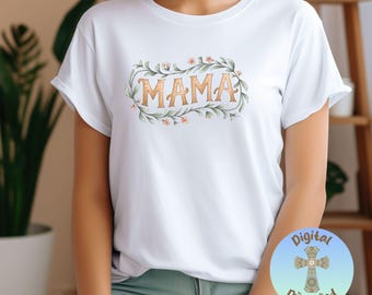 Floral MAMA PNG: Boho Mom Shirt Design (Digital Download)