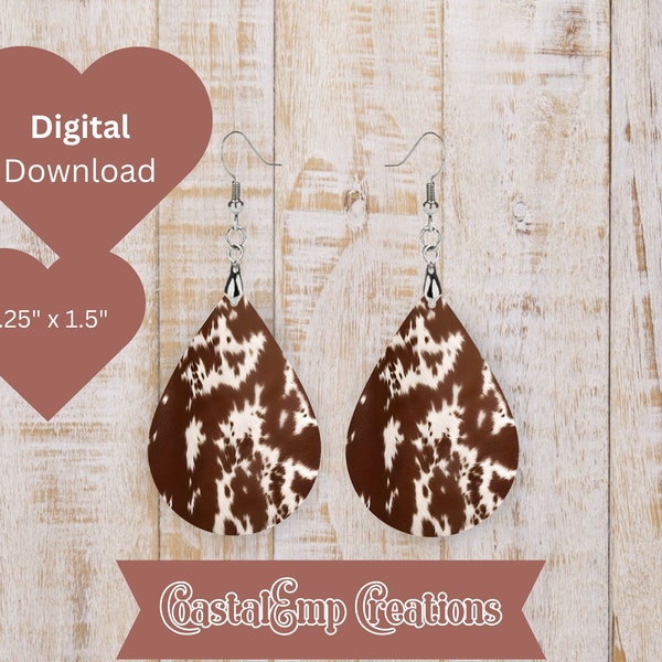 Cow Print Sublimation Earring Design Digital Download Farmhouse Chic Sublimation Earring Pattern Cow Earring Print Cow Hide Sublimation