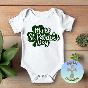 My 1st St. Patrick’s Day PNG, Cute Baby St. Paddy’s Clipart, Green Clover Irish Digital Download, Lucky Shamrock Design