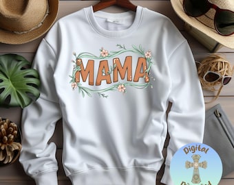 Floral MAMA PNG: Boho Mom Shirt Design (Digital Download)