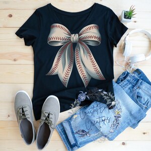 Baseball Softball Bow PNG: Coquette Sports Clipart (Digital Download)