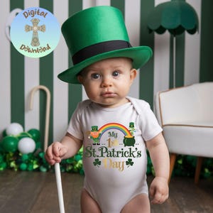 My 1st St. Patrick’s Day PNG, Baby Shamrock Clipart, Cute Irish Green Clover Design, St. Paddy’s Day Digital Download, Patty&#39;s Day Sublimate