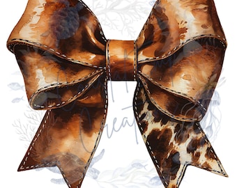 Cowhide Leather Bow PNG: Western Cowgirl Clipart (Digital Download)