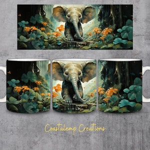 Elephant Mug Wrap Digital Download PNG, Elephant Coffee Mug, Cute Elephant Printable Mug Wrap, Elephant PNG, Elephant Sublimation Bundle