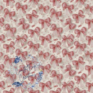 Pink Lace Bow Digital Paper: Coquette Seamless Pattern (PNG Download)