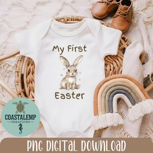 Baby&#39;s First Easter Bunny PNG: Watercolor Clipart (Digital Download