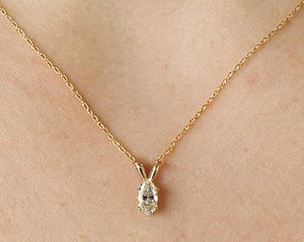 Marquise Diamond Necklace Marquise Pendant Necklace Layering Necklace Single Diamond Necklace for Women Solitaire Necklace 14K Gold Necklace