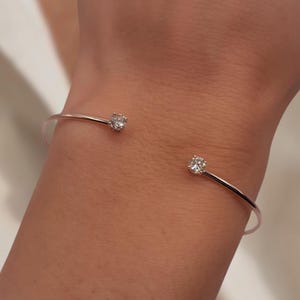 1 Ct Diamond Bangle, 14K Gold Lab Grown Diamond Bangle, Open Cuff Bangle, Minimalist Bracelet, Dainty Bracelet, Solid Gold Bangle Bracelet