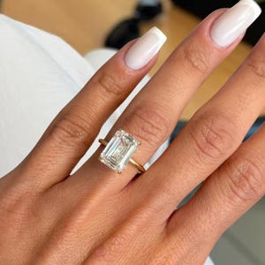 Dreamy 5.00 Carat F-VS1 Emerald Cut Lab Grown Diamond Solitaire Ring / IGI Certified Diamond Ring / Emerald Cut Engagement Ring / 14k Gold