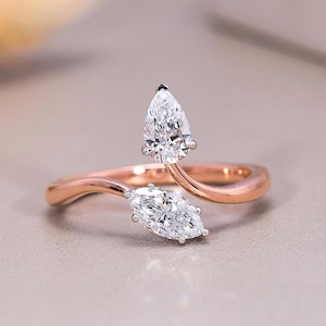 Toi et Moi Ring, Promise Ring, Engagement Ring, Two Stone Ring, Wedding Ring, Anniversary Gift, Gift for Her