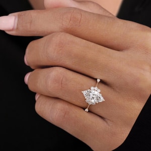 IGI Certified 1-2 Ct Marquise Lab Grown Diamond Vintage Engagement Ring