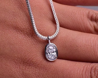 Diamond solitaire necklace / Diamond necklace / Diamond bezel / Dainty Diamond Necklace / Birthday Gift / 14K Solid Gold Necklace