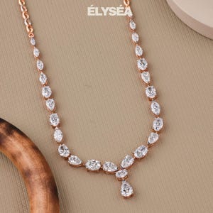 Tennis Necklace / Diamond Tennis Necklace  / 13.87 Carat Multi Shape Diamond Necklace /  Marquise Pear Oval Cut Lab Grown Diamond