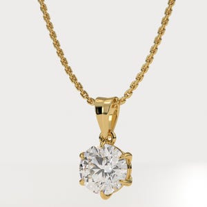 2 Carat diamond necklace lab grown diamond pendant 14k gold diamond chain , diamond solitaire pendant