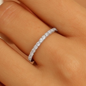 3/4 Eternity Lab Grown Diamond Wedding Band With 2mm Diamonds and 2.5mm Width in 14K White, Yellow or Rose Gold | Lab Grown Diamond Band