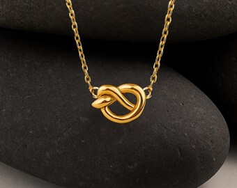 Love Knot Necklace by Elysea Minimalist, Gold Pendant Necklace, Dainty Charm Necklace, Wedding Jewelry, Mothers Day Gift