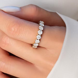 1 Carat Eternity Round Brilliant Lab Grown Diamond Band / U Shape Diamond Eternity Band / White Gold Wedding Band / Unique Stacking Ring