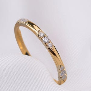 Flush Set Eternity Band, Round Cut Colorless Diamond Wedding Band, Wedding Matching Band, Etoile Ring, Chunky Dainty Band, Bridal Ring Gifts