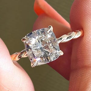 Cushion cut diamond Engagement Ring Unique Vintage 2 Carat Lab Grown Diamond Engagement Ring 14K Solid Gold IGI Certified Diamond Ring