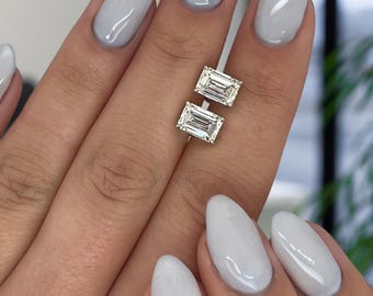 Emerald Cut Lab Grown Stud Earrings IGI Certified/ Emerald Cut Diamond Studs/ 14k Solid Gold Earrings/ Perfect Gift Earrings