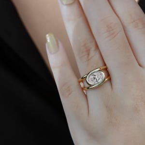 Oval Lab Grown Diamond Bezel Set Solitaire Ring / 14k Gold Unique Oval Diamond Ring / Wedding Ring / Dainty Engagement Ring