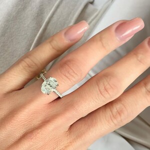 Oval Lab Grown Diamond Ring With Halo And Pave Eternity Engagement Ring For Her, 2CT Oval Lab Diamond Ring, 2CT Oval Lab Diamond Ring Gift