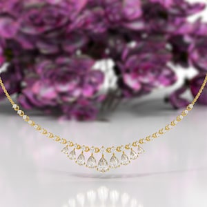 5.62 Ct Diamond Tennis Necklace Diamond Half Tennis Necklace, 14Kt Gold Lab Grown Diamond Tennis Necklace, White Diamonds