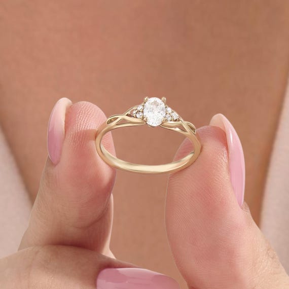 14k Gold Braided Band Lab Grown Diamond Engagement Ring, Vintage