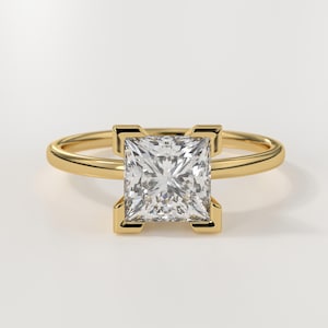 Princess Lab Grown Diamond Ring | Engagement Ring | 14K Gold | IGI Certified Diamond | Wedding Ring | Elegant Jewelry for Her, Gift For Her