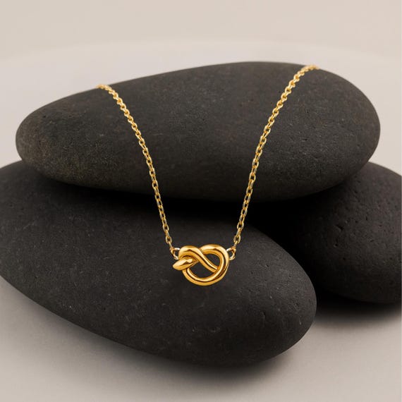 Love Knot Necklace by Elysea Minimalist, Gold Pendant Necklace