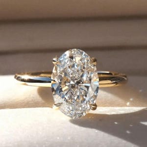 3ct Oval Solitaire IGI Certified Lab Grown Diamond Ring in Solid 14K/10K Gold