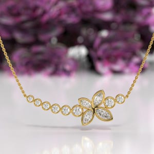 Dainty 14k Solid Gold Butterfly Necklace, Lab Grown Diamond Pendant, Diamond Butterfly Necklace, Birthday Gift, Gift for Her
