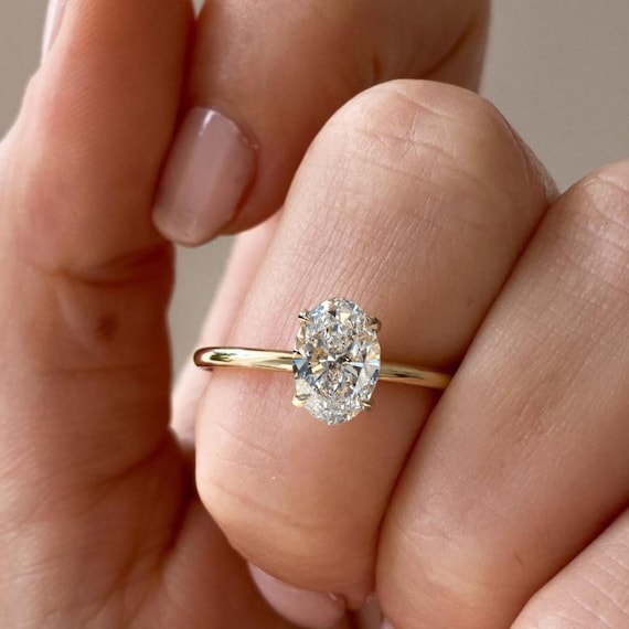 4.00ct F-VS1オーバルカットラボグロウンダイヤモンドプラチナリング 3 