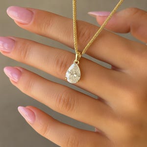 1.50 carat solitaire pendant Pear Cut Diamond Necklace Pear Shaped diamond necklace (F Color VS1 Clarity) lab-grown diamond