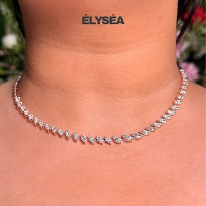 8.61Ct Lab grown Diamond Tennis Necklace, 14k White Gold Diamond Statement Necklace,  Marquise Cut  Diamond Layer Necklace for Bridal Gift