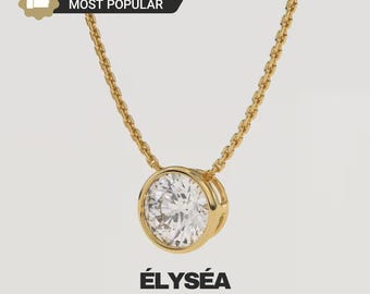 2 CT Lab Diamond Bezel Solitaire Necklace / 14k Solid Gold Necklace / Lab Grown Diamond Necklace / Bezel Necklace / IGI Certified Pendant