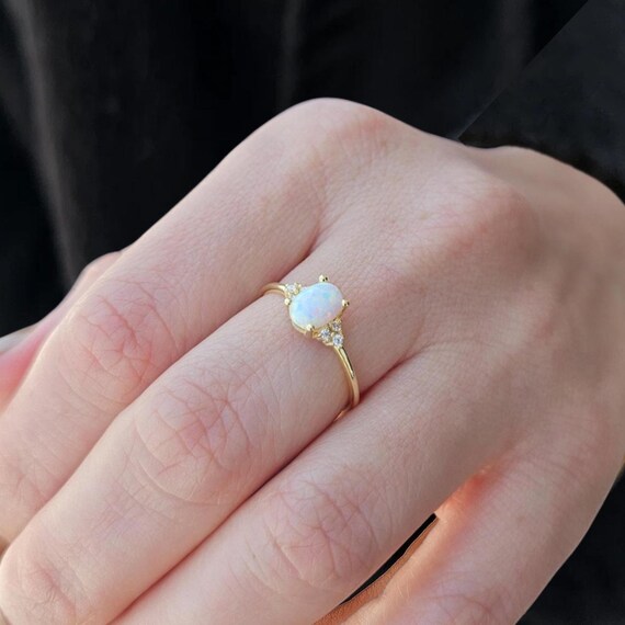 10k Yellow Gold October Birthstone Ring - Oval Pink CZ With White Topaz, Size 11.5 - View #4