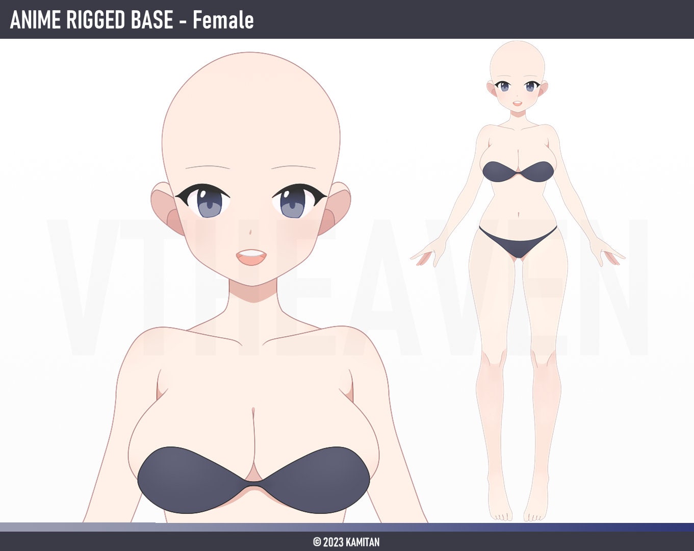 Anime Girl Base Mesh 3D Model in Woman 3DExport