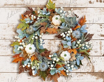 Autumn Fall Wreath, Thanksgiving Wreath, Pumpkin Wreath, Front Door Wreath, Autumn Door Wreath, Floral & Garden Supplies, Maples Leaf Wreath
