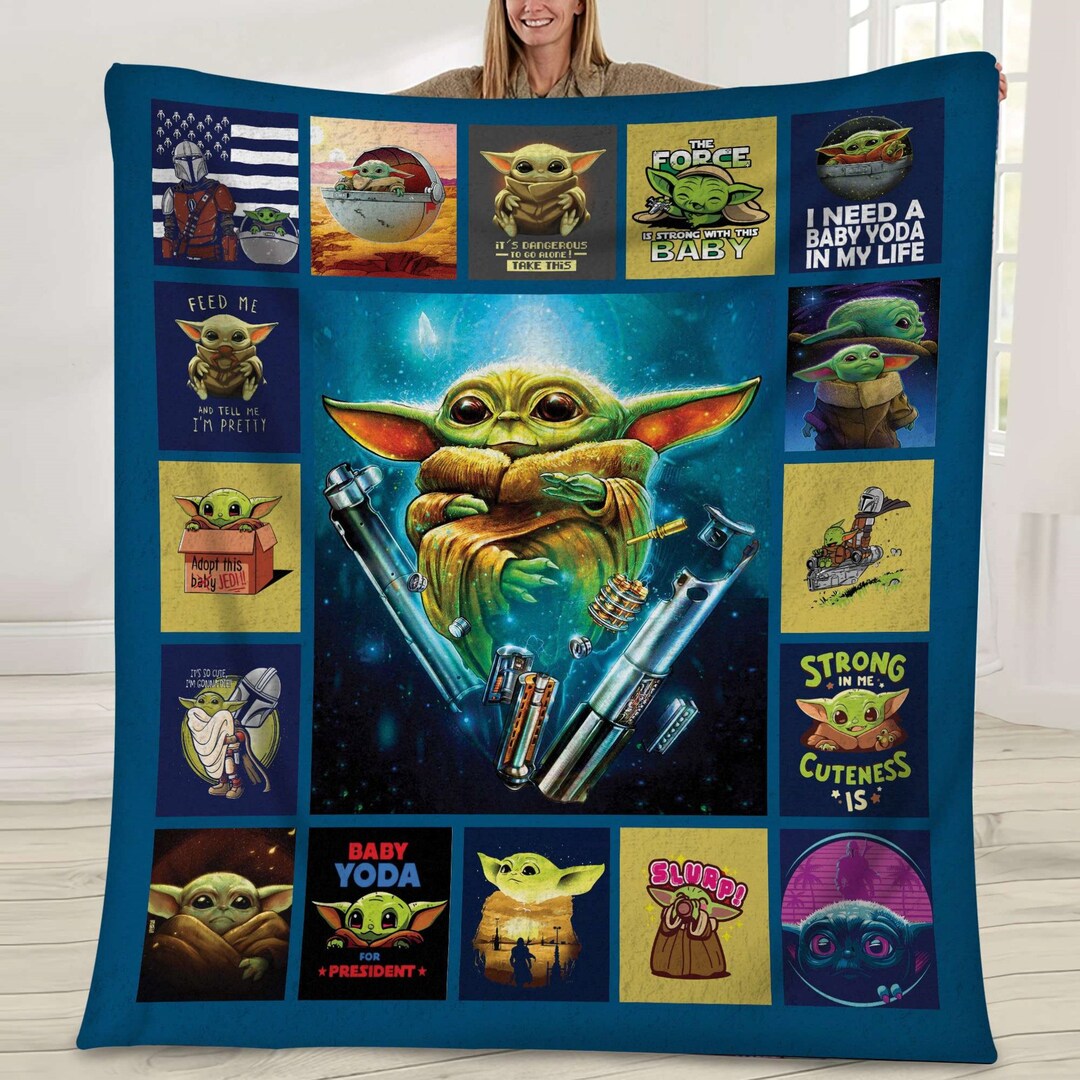 The Force Baby Yoda Quilt Blanket Star Wars Etsy